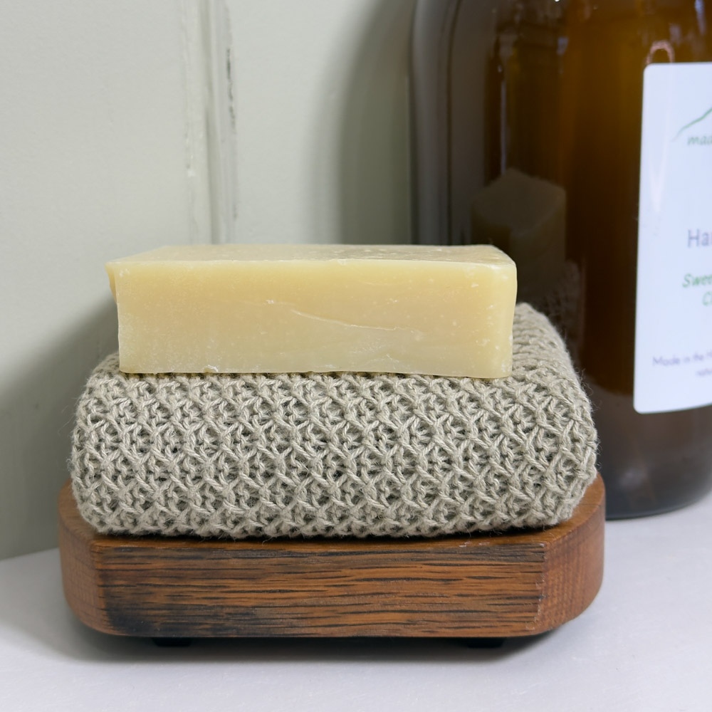 handmade in Scotland recycled linen face cloth