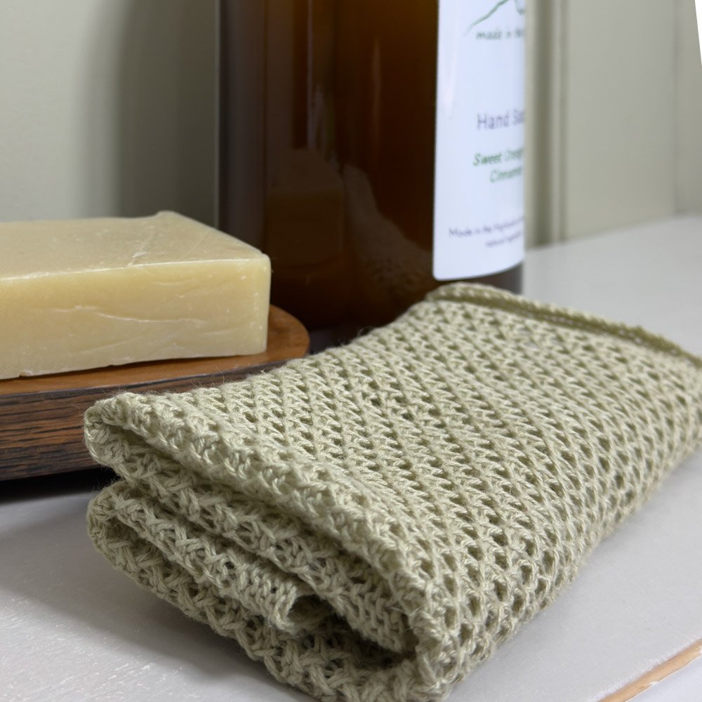 handmade in Scotland recycled linen face cloth