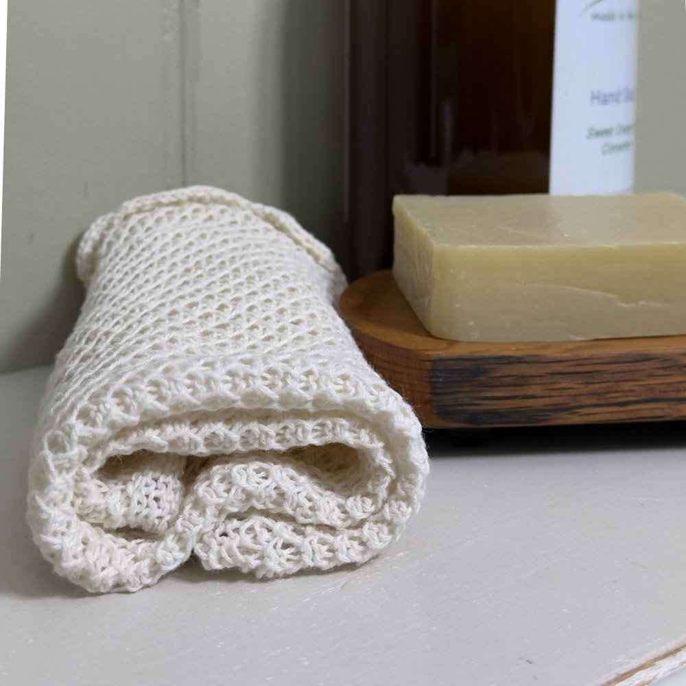handmade in Scotland recycled linen face cloth