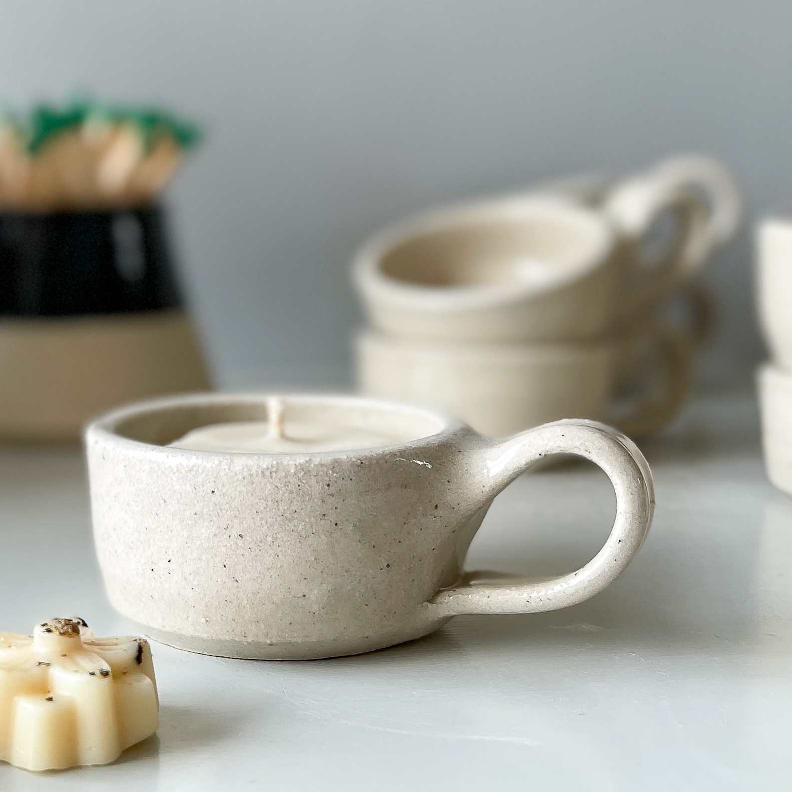 Ceramic tealight cup gift set.
