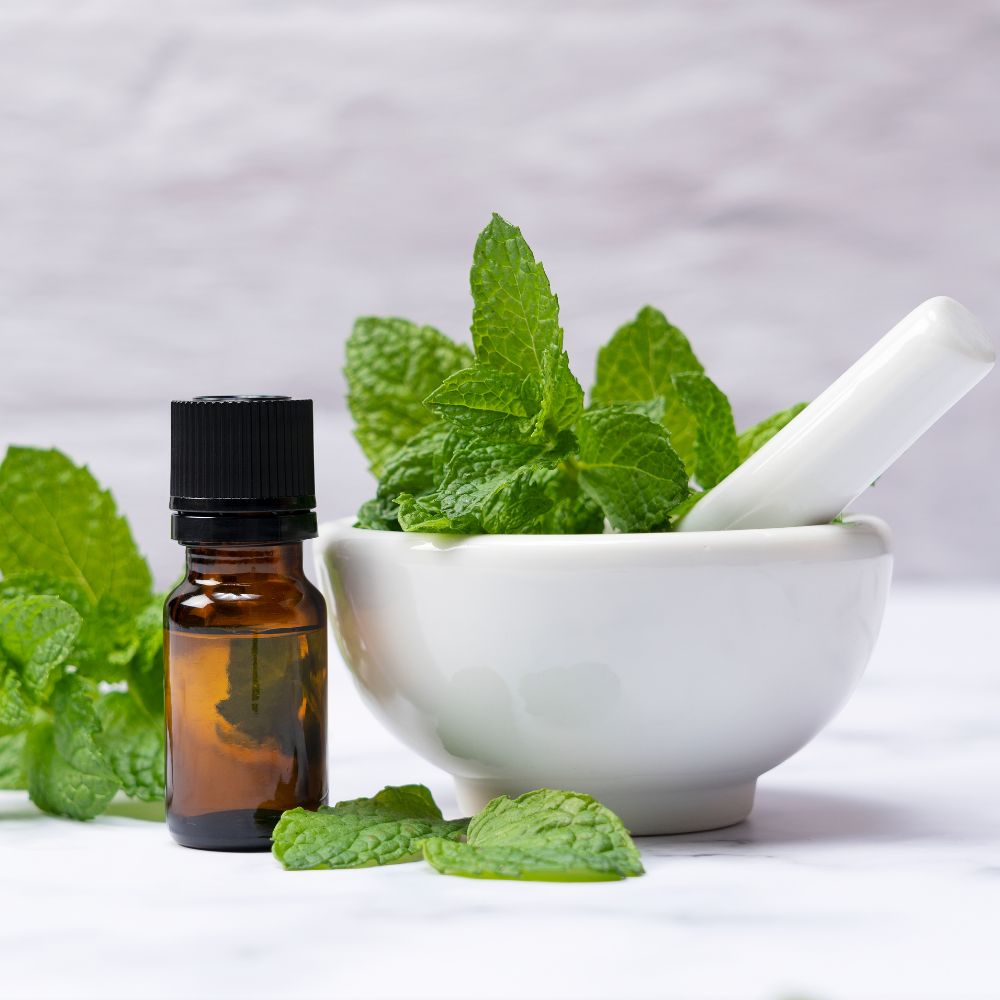 Peppermint essential oil in fresh facial bar for cleansing