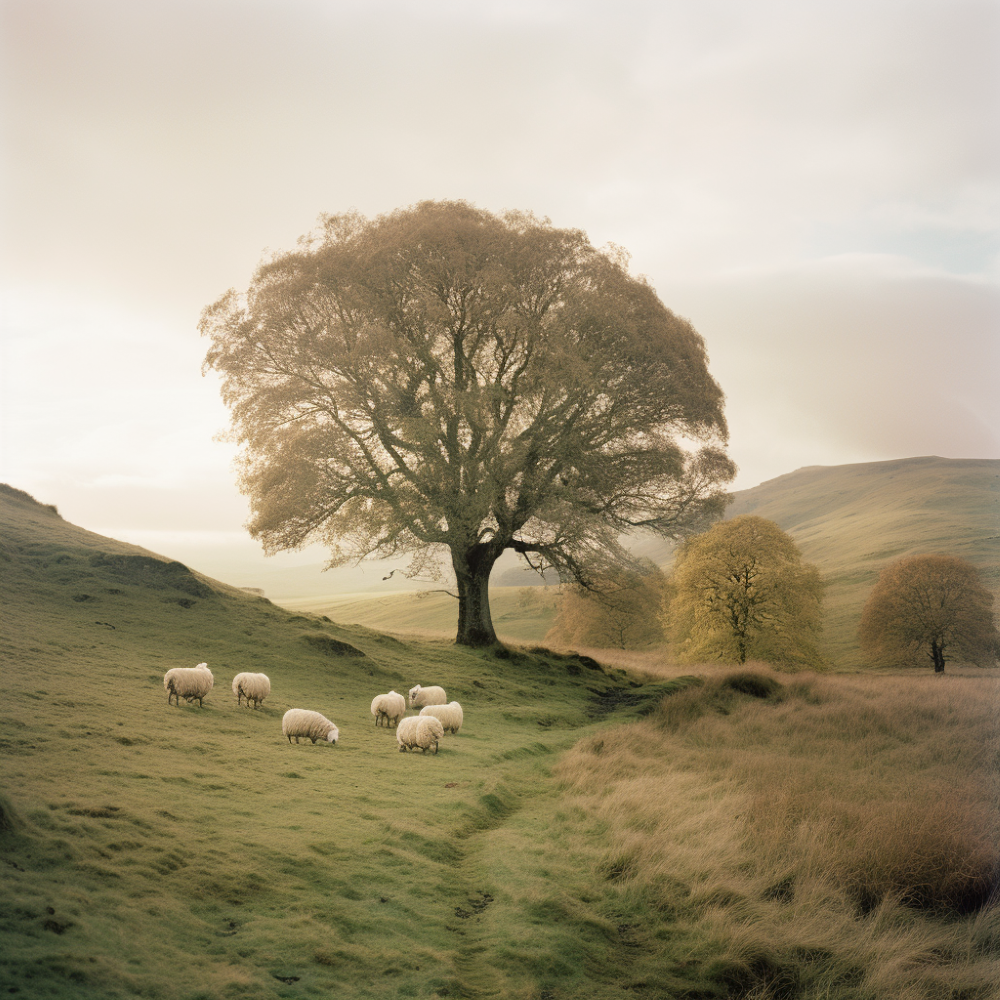 sheep grazing in the Scottish Borders - Lovat mill