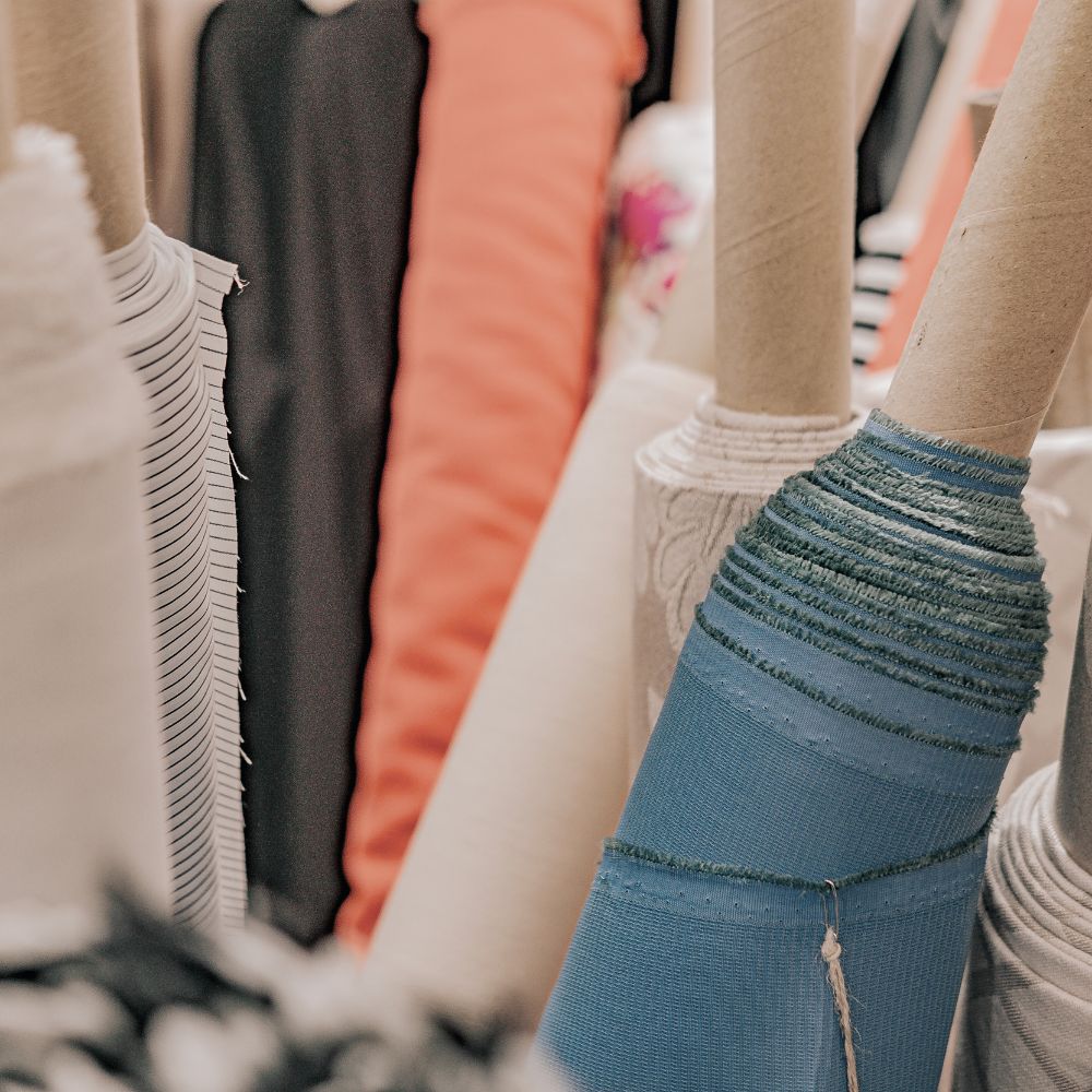 Selection of fabrics for making leather and cotton tote bags