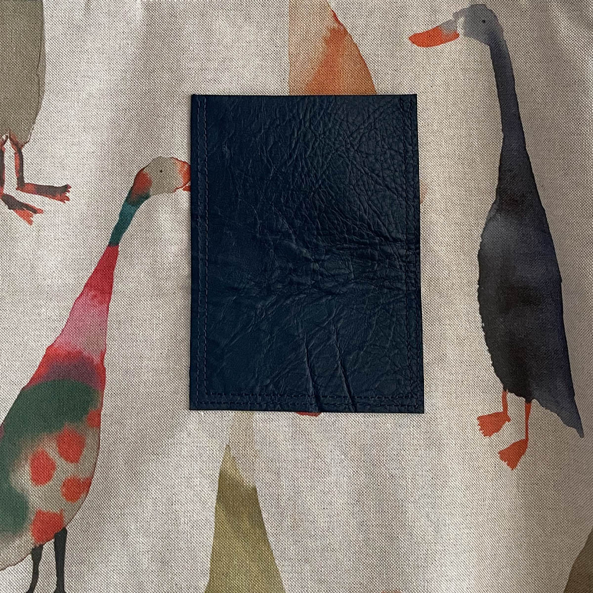contrast leather and cotton tote bag