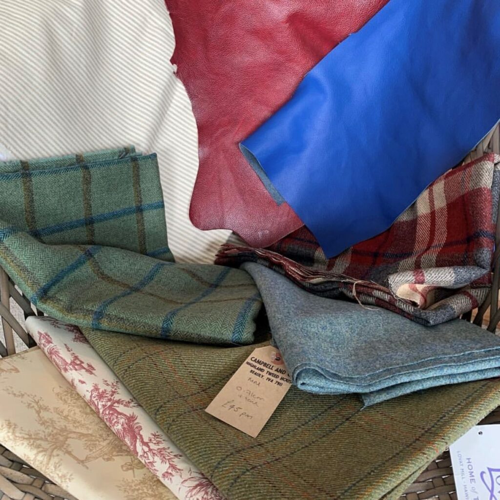 Selecting Tweed for harris tweed and cotton crossbody tote
