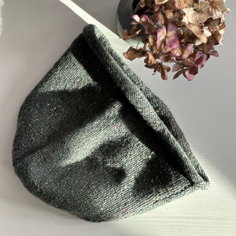 handmade in Scotland recycled cashmere beanie hat