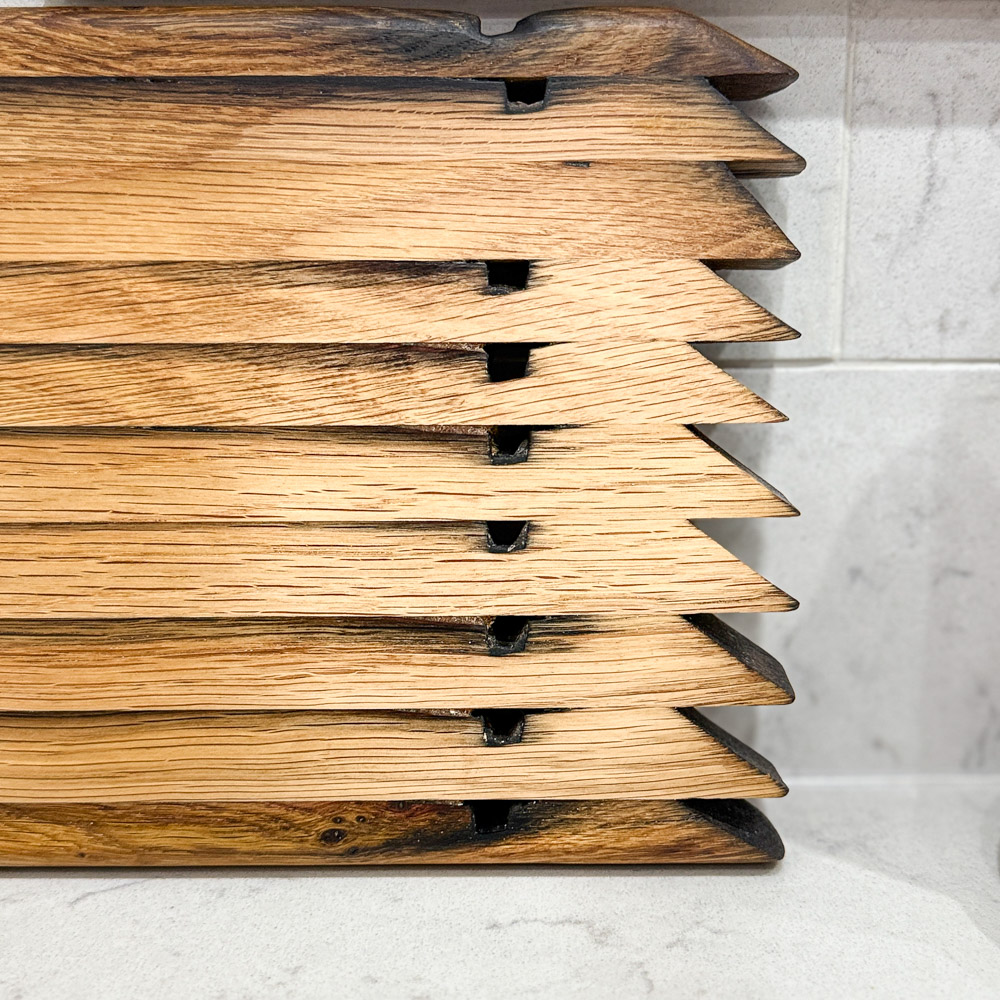 Handcrafted Scottish Serving Board made from reclaimed whisky staves handmade in scotland