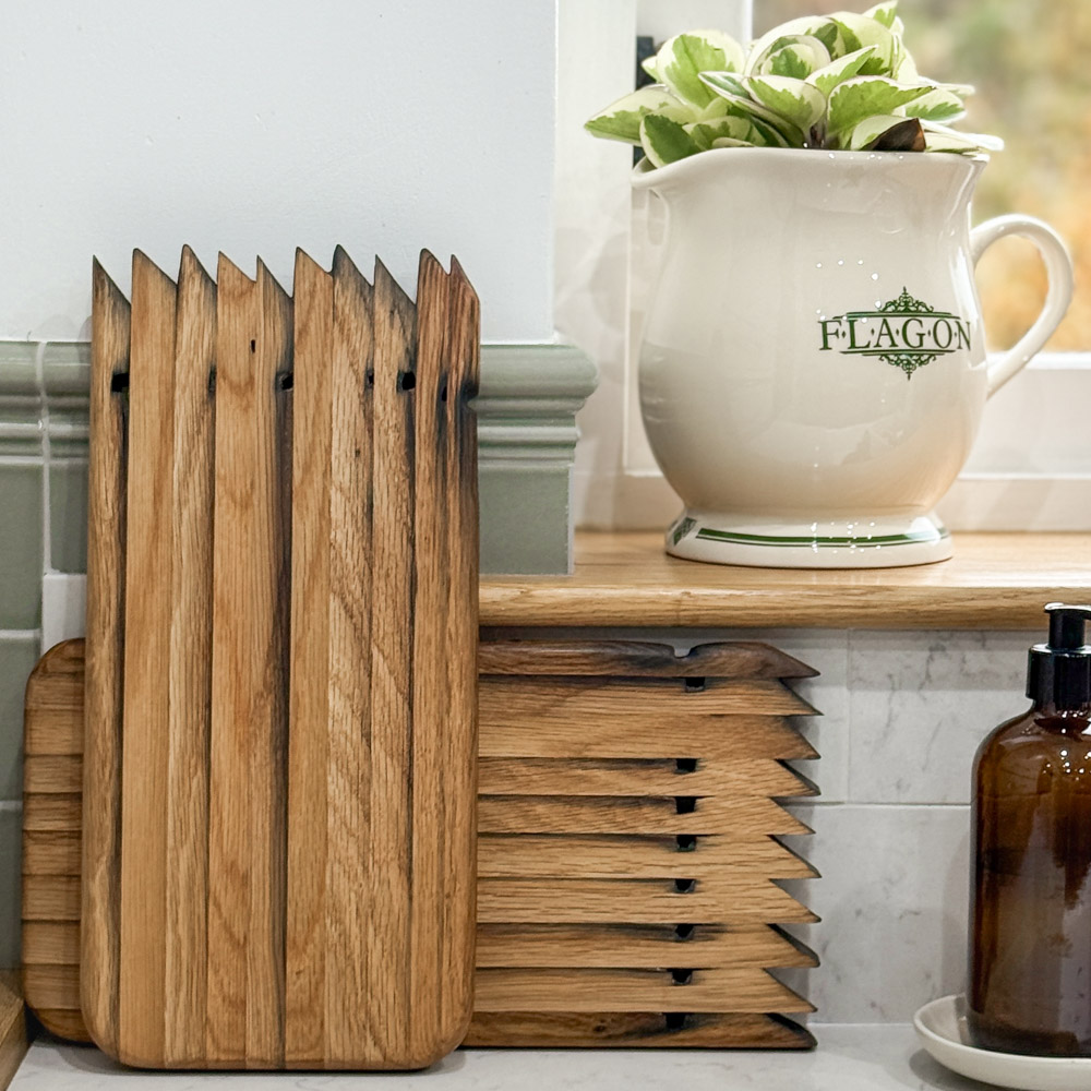Handcrafted Scottish Serving Board made from reclaimed whisky staves handmade in scotland