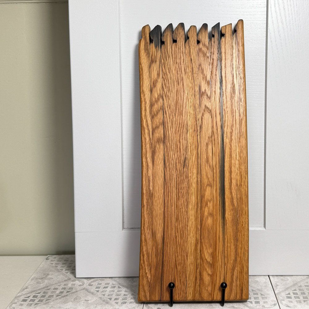 andcrafted whisky stave chopping board highlighting the rich wood grain and artisanal craftsmanship