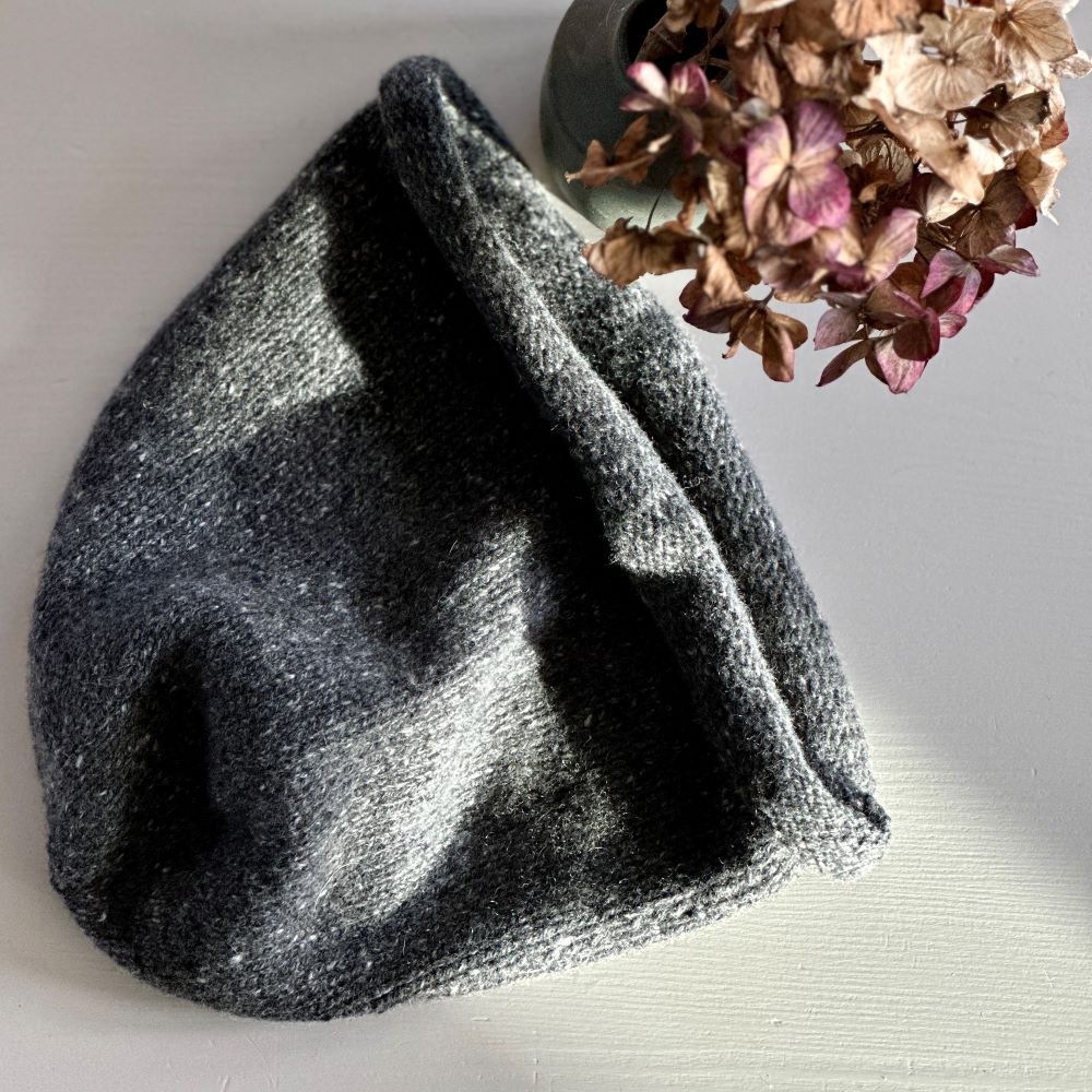 handmade in Scotland recycled cashmere beanie hat