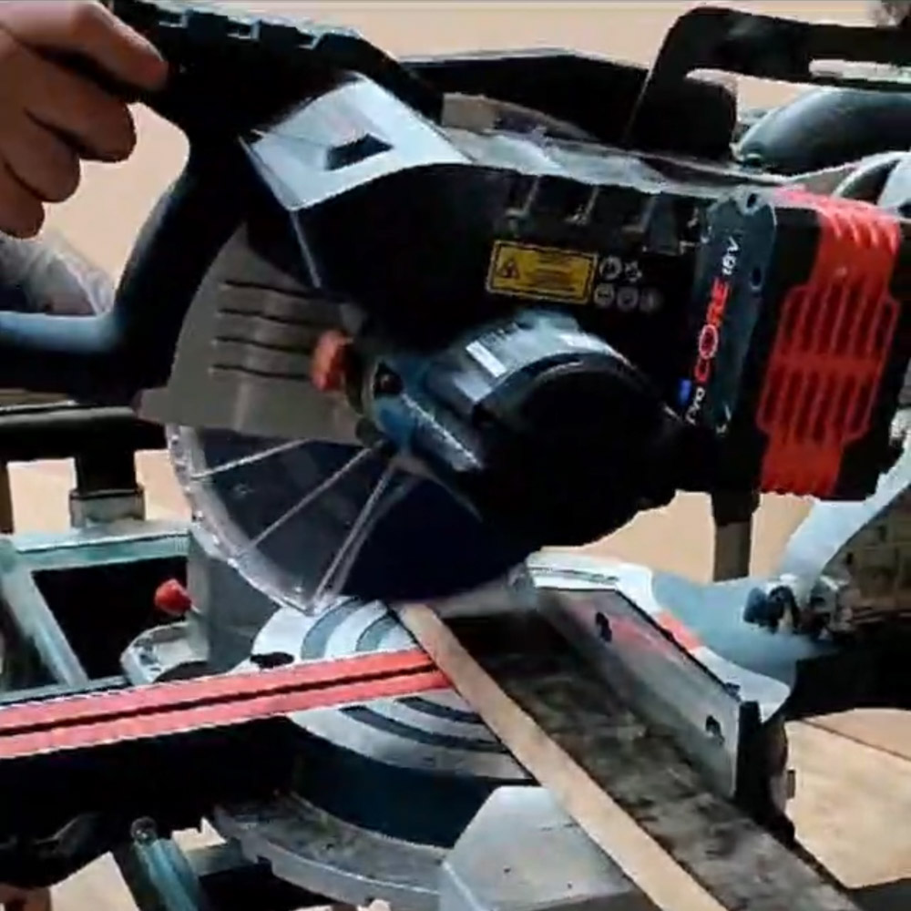 Ansell cutting whisky staves to size to make the Scottish Whisky Cask Serving Board