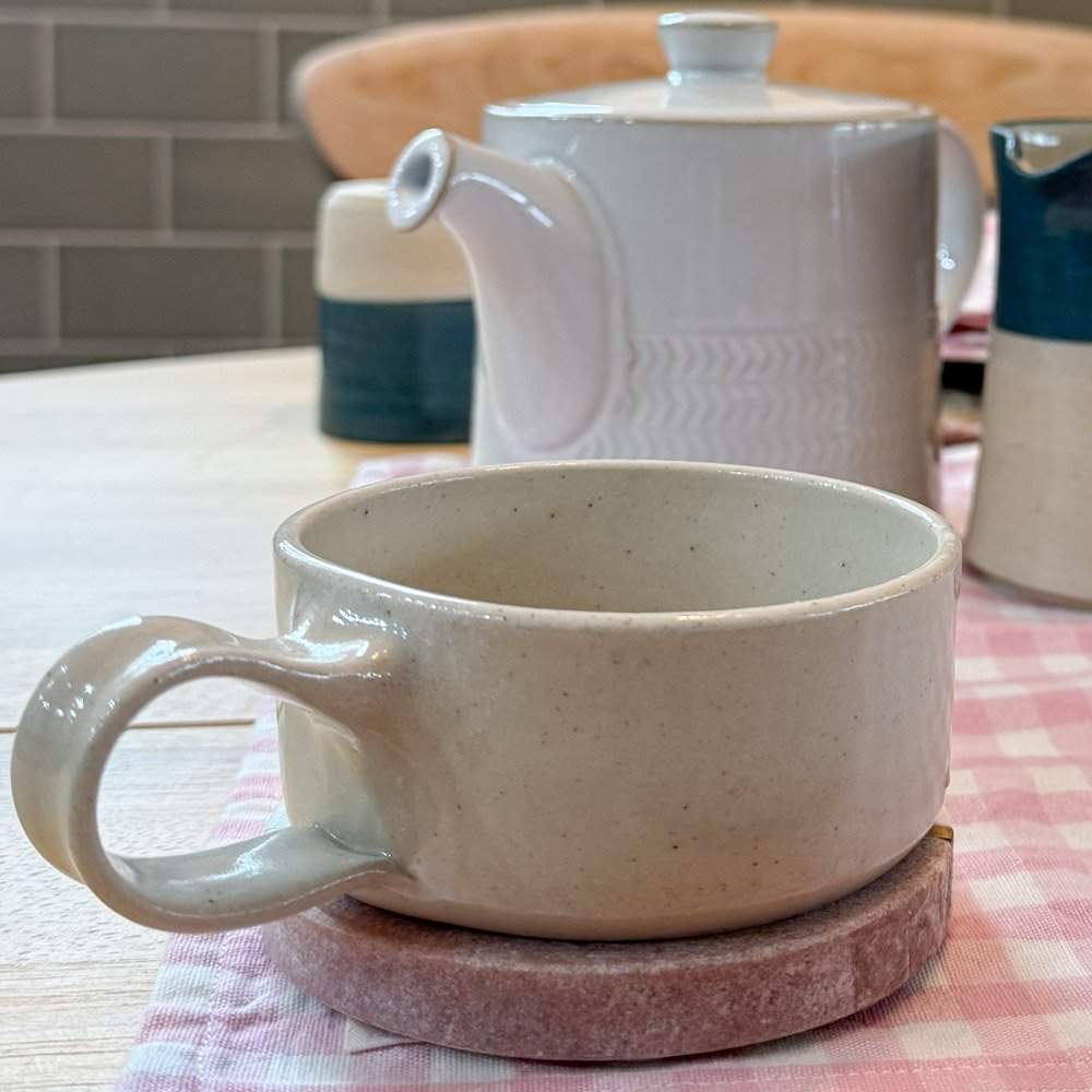 Ceramic minimalist shallow cup