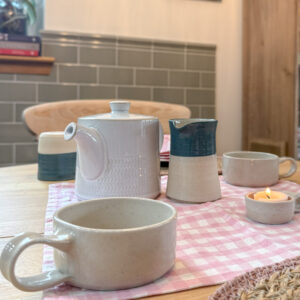 Ceramic minimalist shallow cup