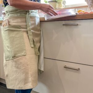 Scottish linen bistro apron handmade in scotland for style in the kitchen