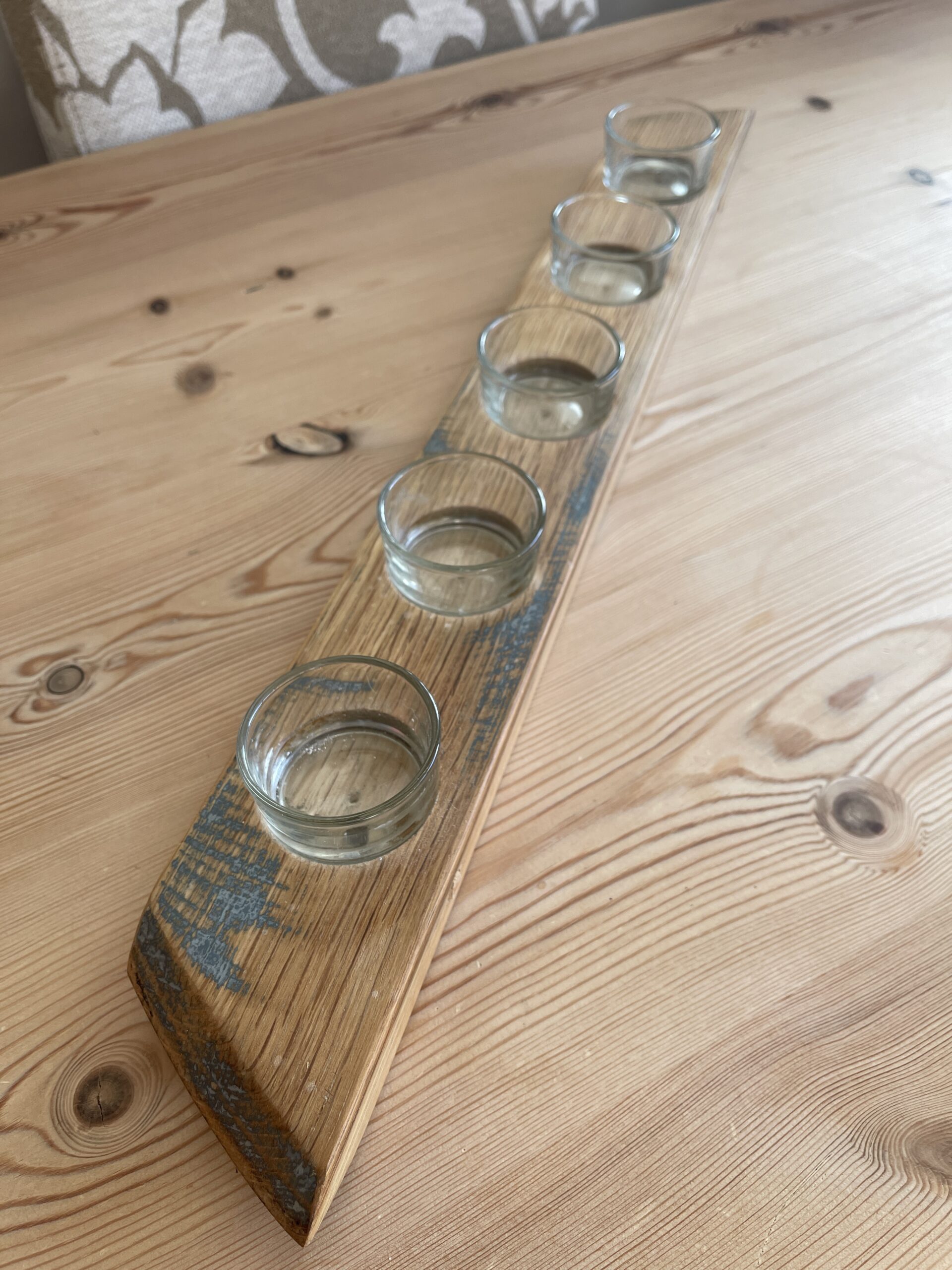 Five Tea Light Holder from a whisky cask lid