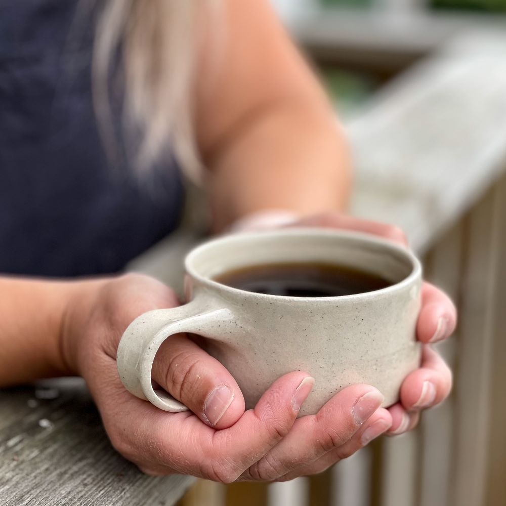 Minimalist ceramic cup hand-thrown stoneware handmade in Scotland