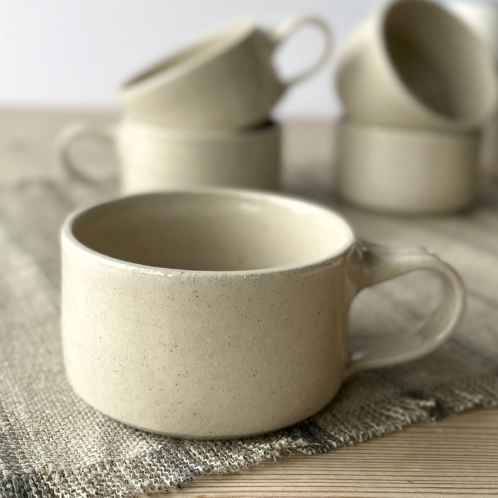 Minimalist ceramic cup hand-thrown stoneware handmade in Scotland