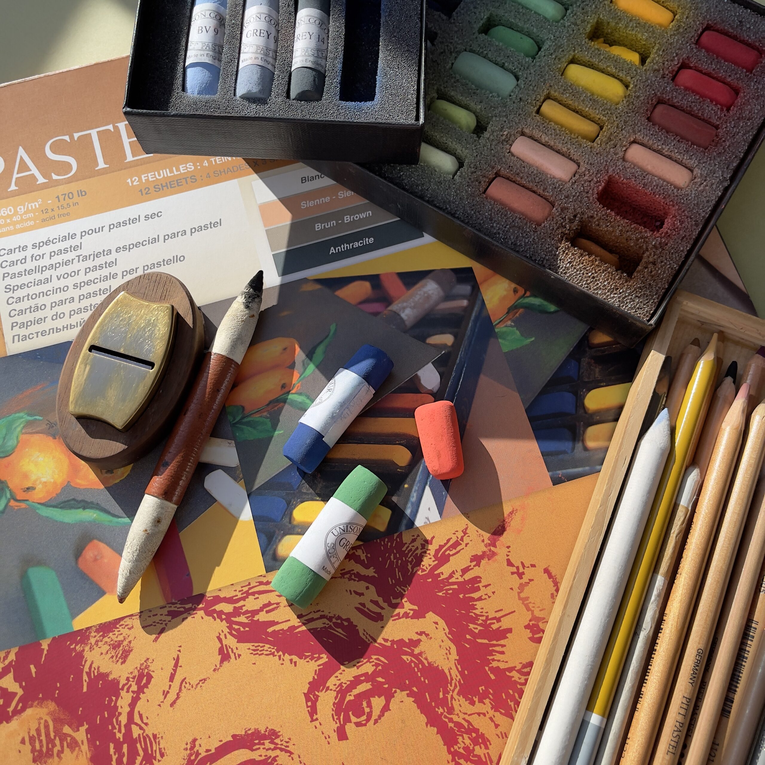 pastels pastelmat paper claire fontaine unison pastels and faber castelle pitt pastel pencils