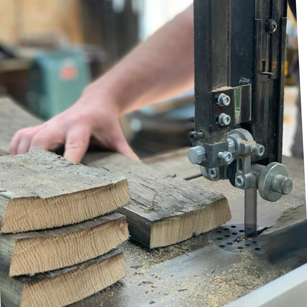 Cutting Staves on a band saw in the Made in the Glen workshop