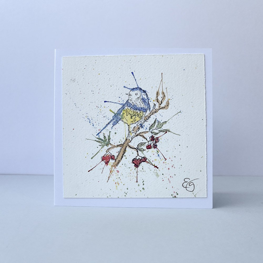 Elizabeth Griffin Art Cards Ink & watercolour cards blue tit