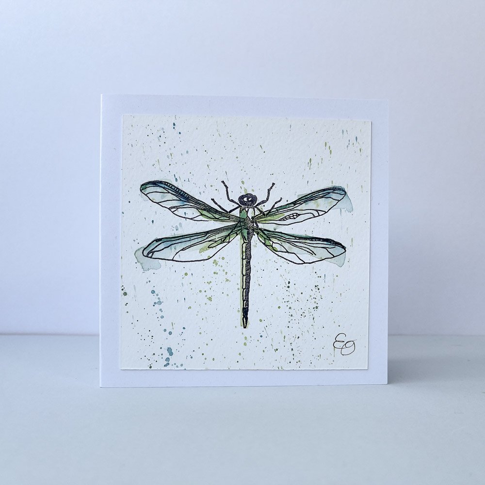 Elizabeth Griffin Art Cards Ink & watercolour cards dragonfly