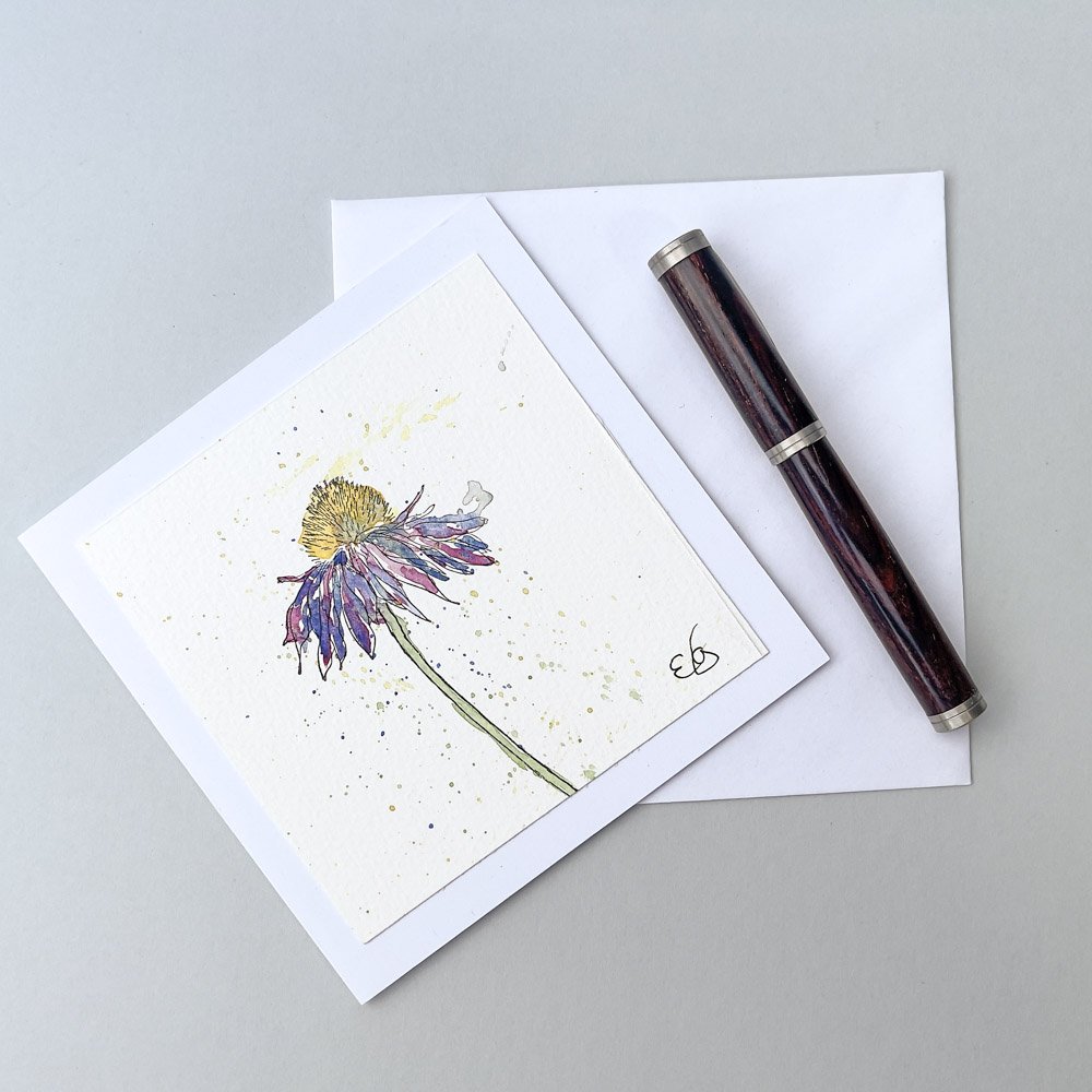 Elizabeth Griffin Art Cards Ink & watercolour cards echinacea-1