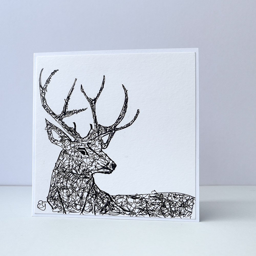 Elizabeth Griffin Art Cards Ink & watercolour cards stately stag