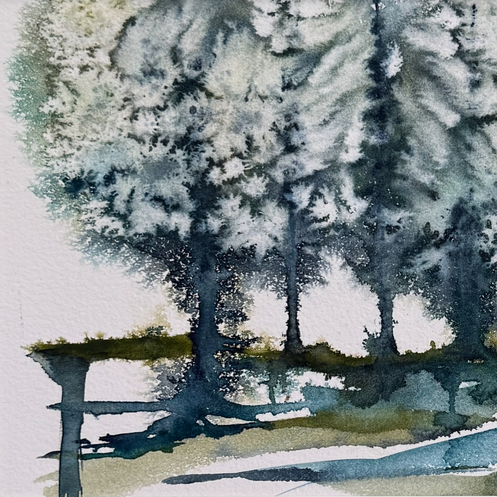 Birches in the Springtime Scottish Watercolour art