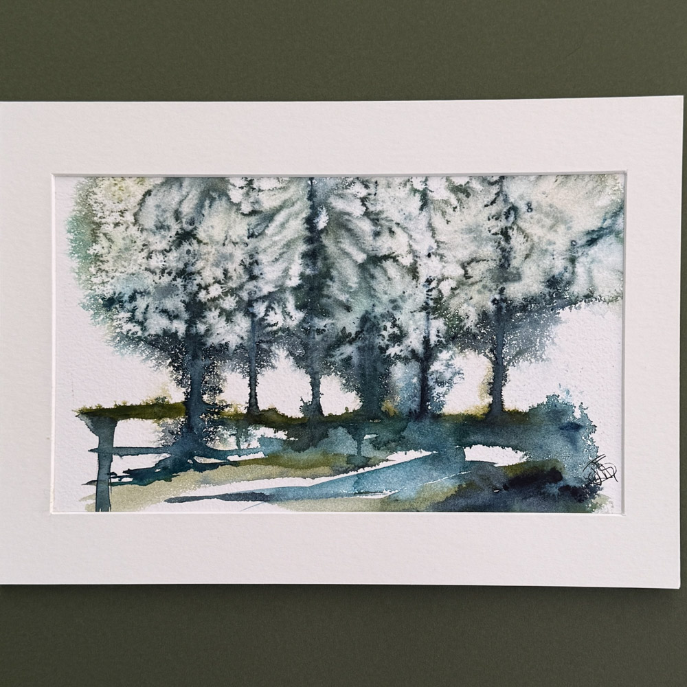 Birches in the Springtime Scottish Watercolour art