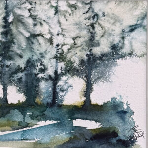 Birches in the Springtime Scottish Watercolour art