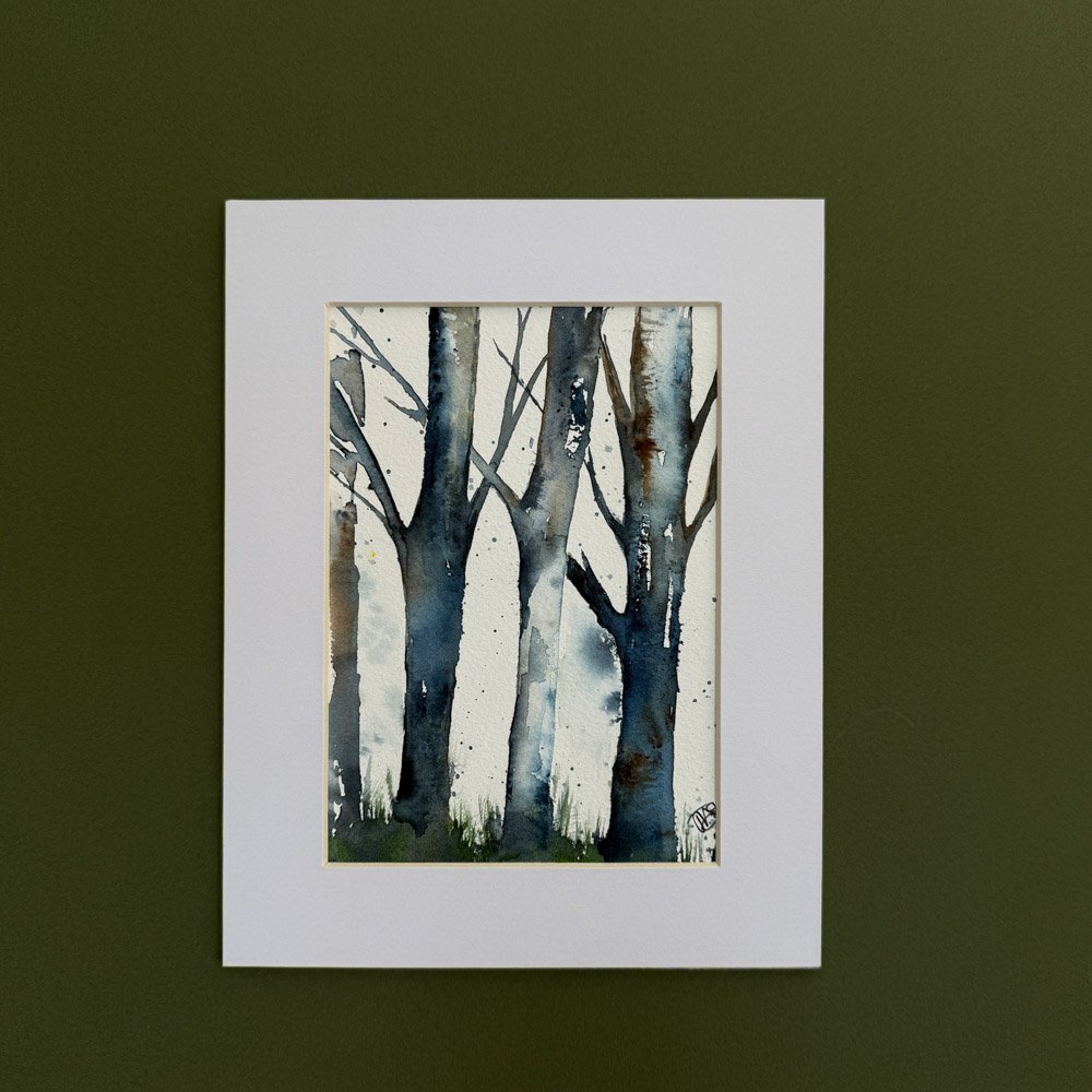 Through the Birches Scottish Watercolour painting
