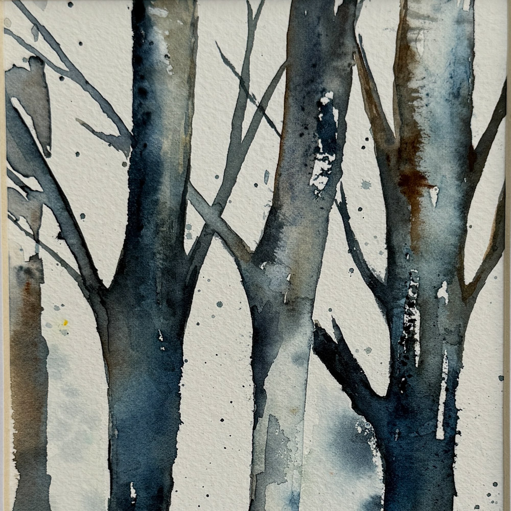 Through the Birches Scottish Watercolour painting