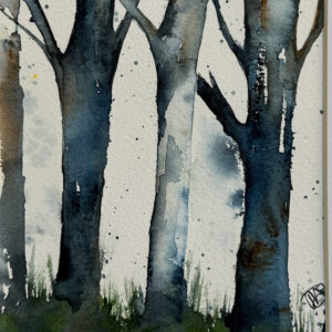 Through the Birches Scottish Watercolour painting