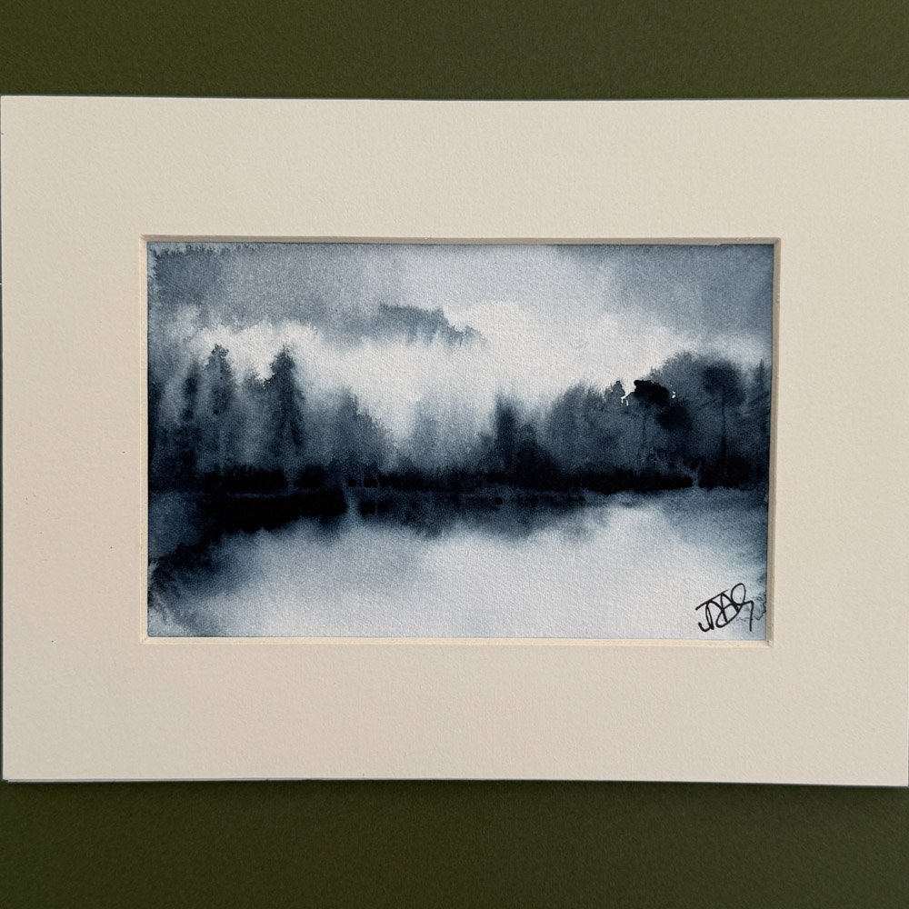 Mists of Loch Dochfour watercolour art by Julia Anne
