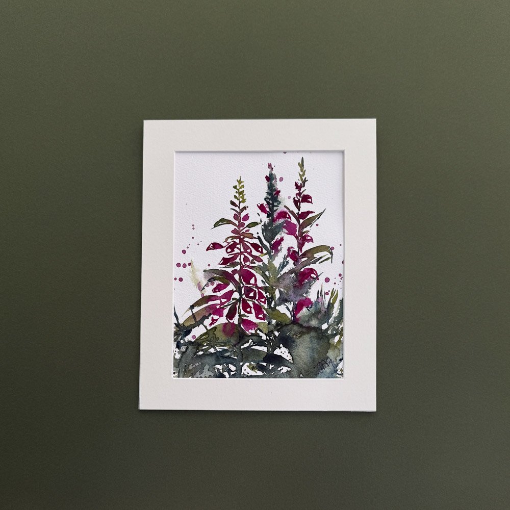 Wild Foxgloves of Glen Urquhart Scottish Watercolour Painting