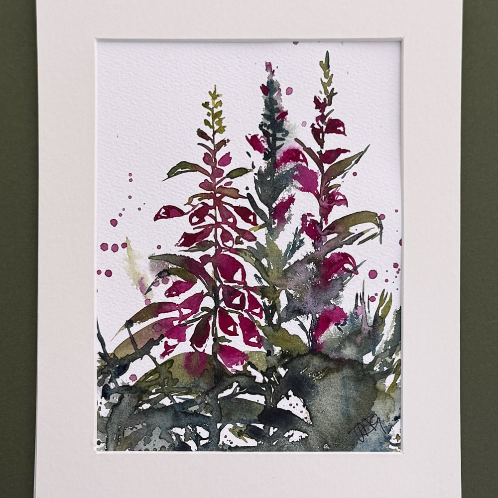 Wild Foxgloves of Glen Urquhart Scottish Watercolour Painting