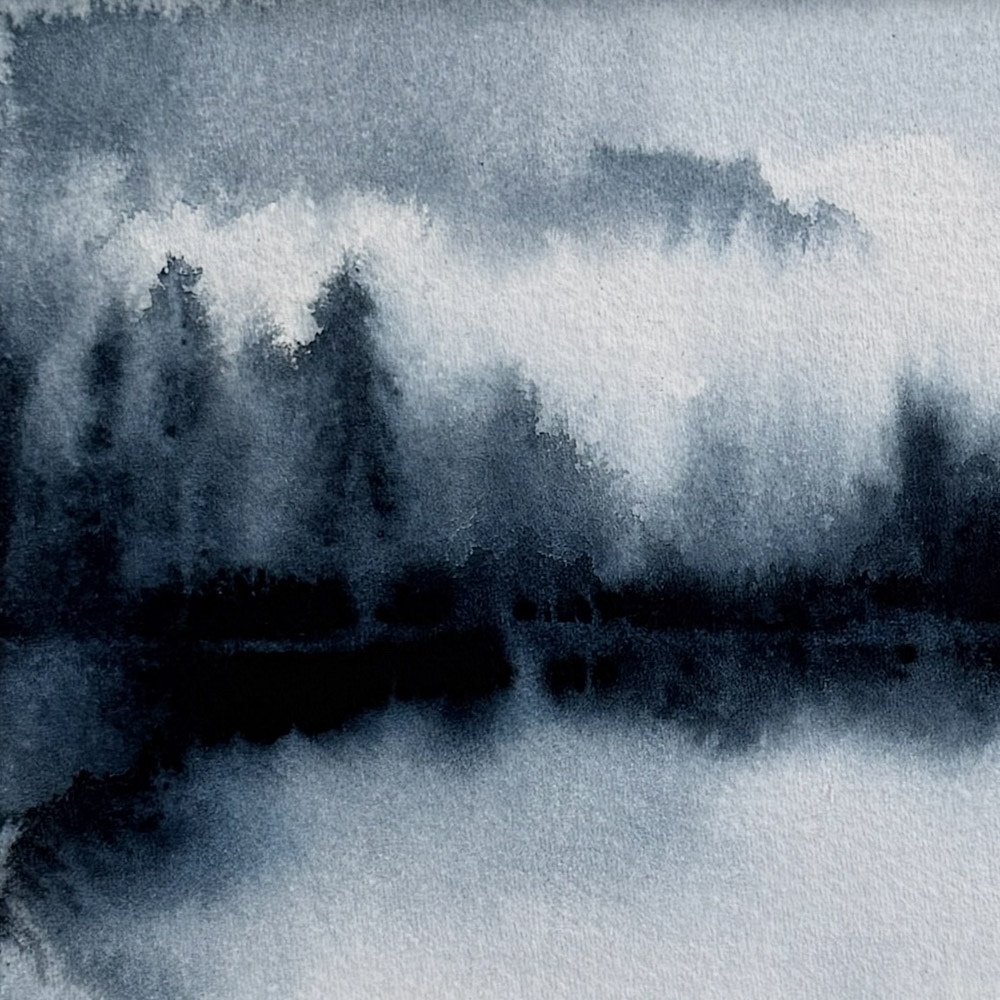 Mists of Loch Dochfour watercolour art by Julia Anne