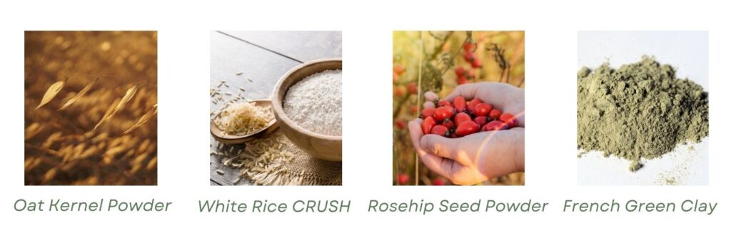 key ingredients of Refine - Purifying Facial Masqu: white kaolin clay, french green clay, organic oat powder,