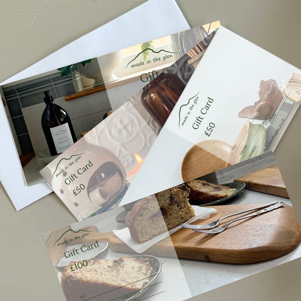 Made in the Glen gift care gift voucher, ideal for gifting with any product from the collection.