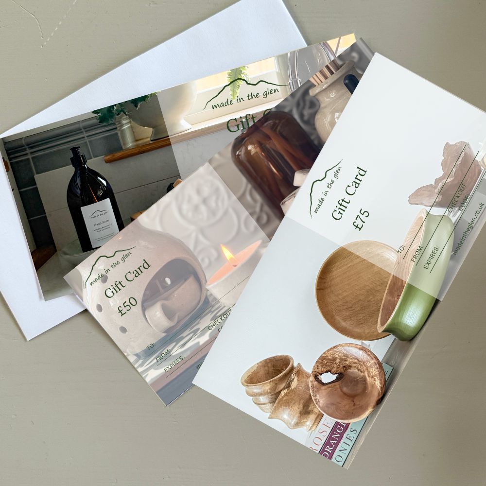 Made in the Glen gift care gift voucher, ideal for gifting with any product from the collection.