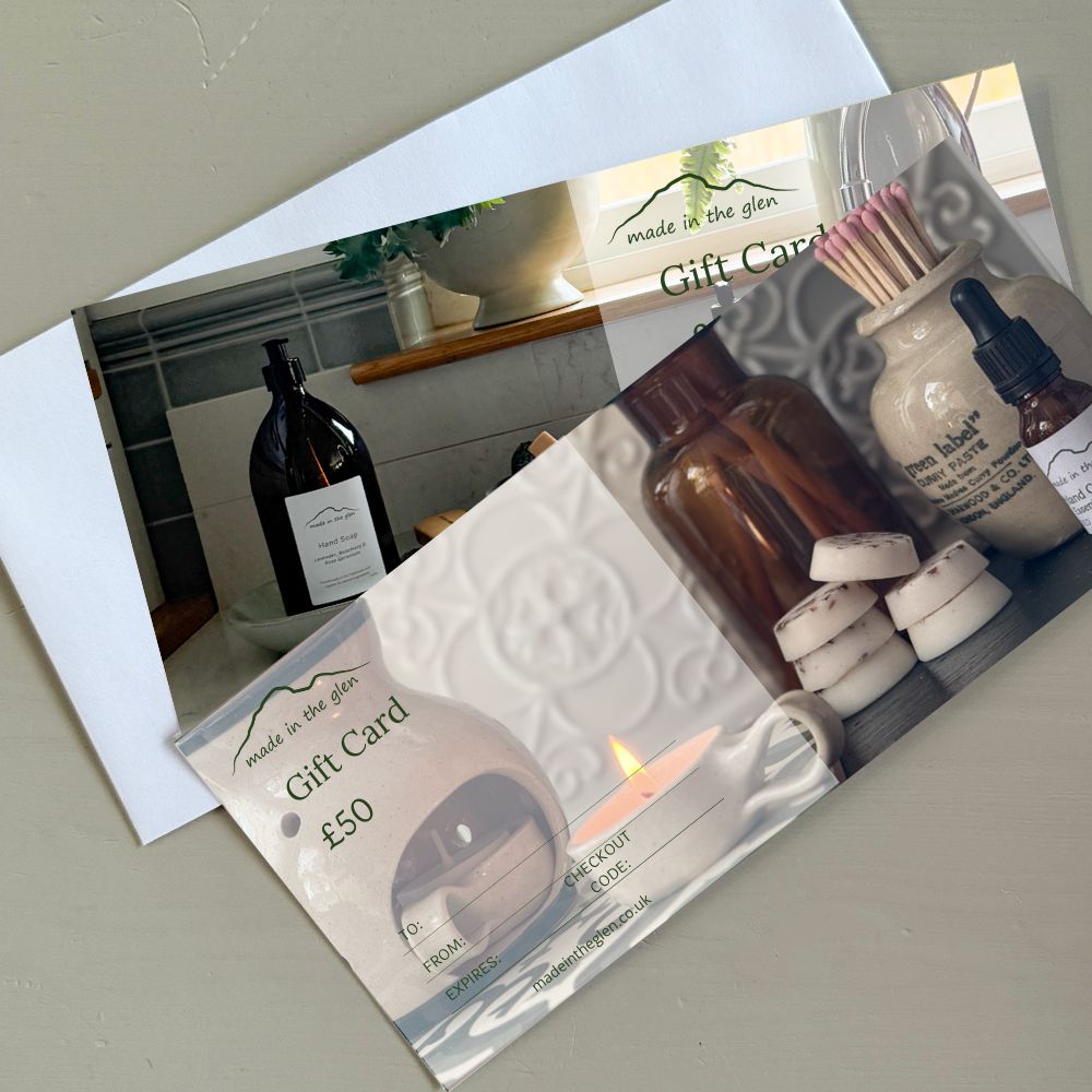 Made in the Glen gift care gift voucher, ideal for gifting with any product from the collection.