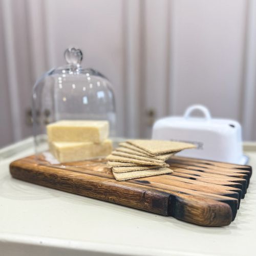 Handcrafted Scottish Serving Board made from reclaimed whisky staves handmade in scotland