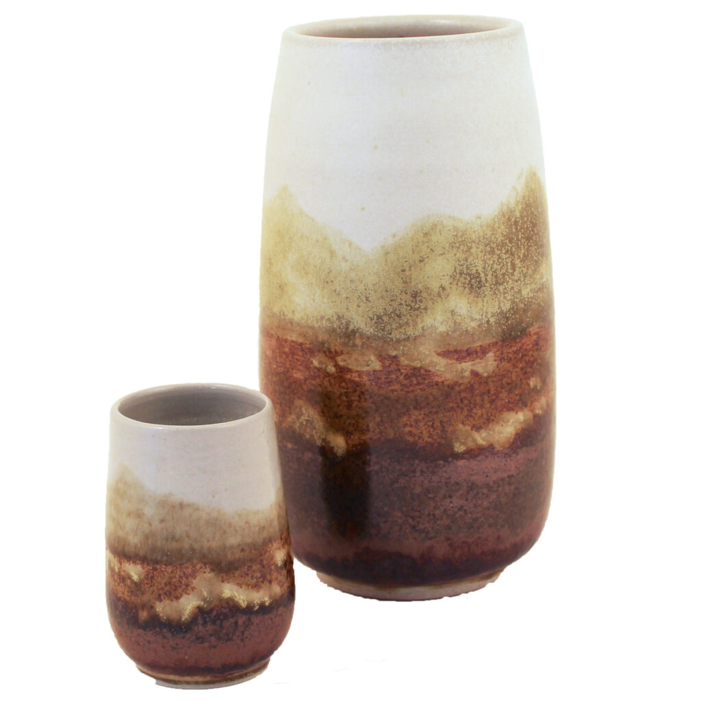 hand thrown pottery by highland stoneware with a geological glaze made in the highlands