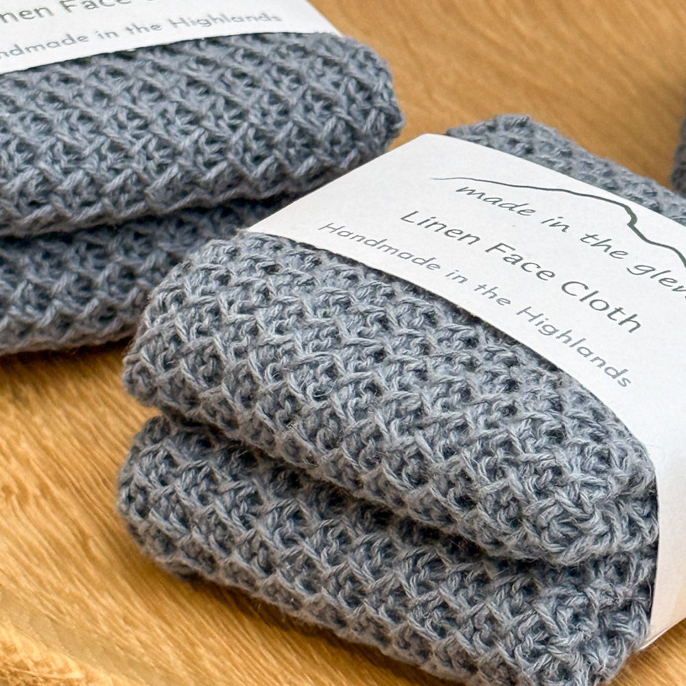 a selection of linen face cloths by Made in the Glen handmade Scottish gifts