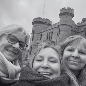 The sisters at Made in the Glen, Julia, Christine and Elizabeth outside the newly renovated Inverness Castle
