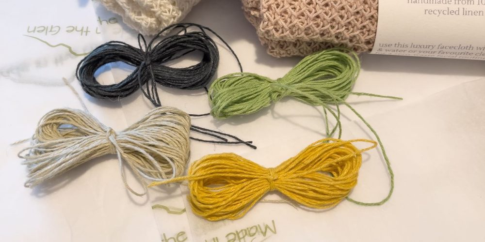 recycled linen samples , linen on the cone from milliefili in Italy